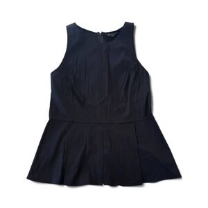 Theory Sleeveless Peplum Top Blouse in Dark Navy Blue Black, Size L